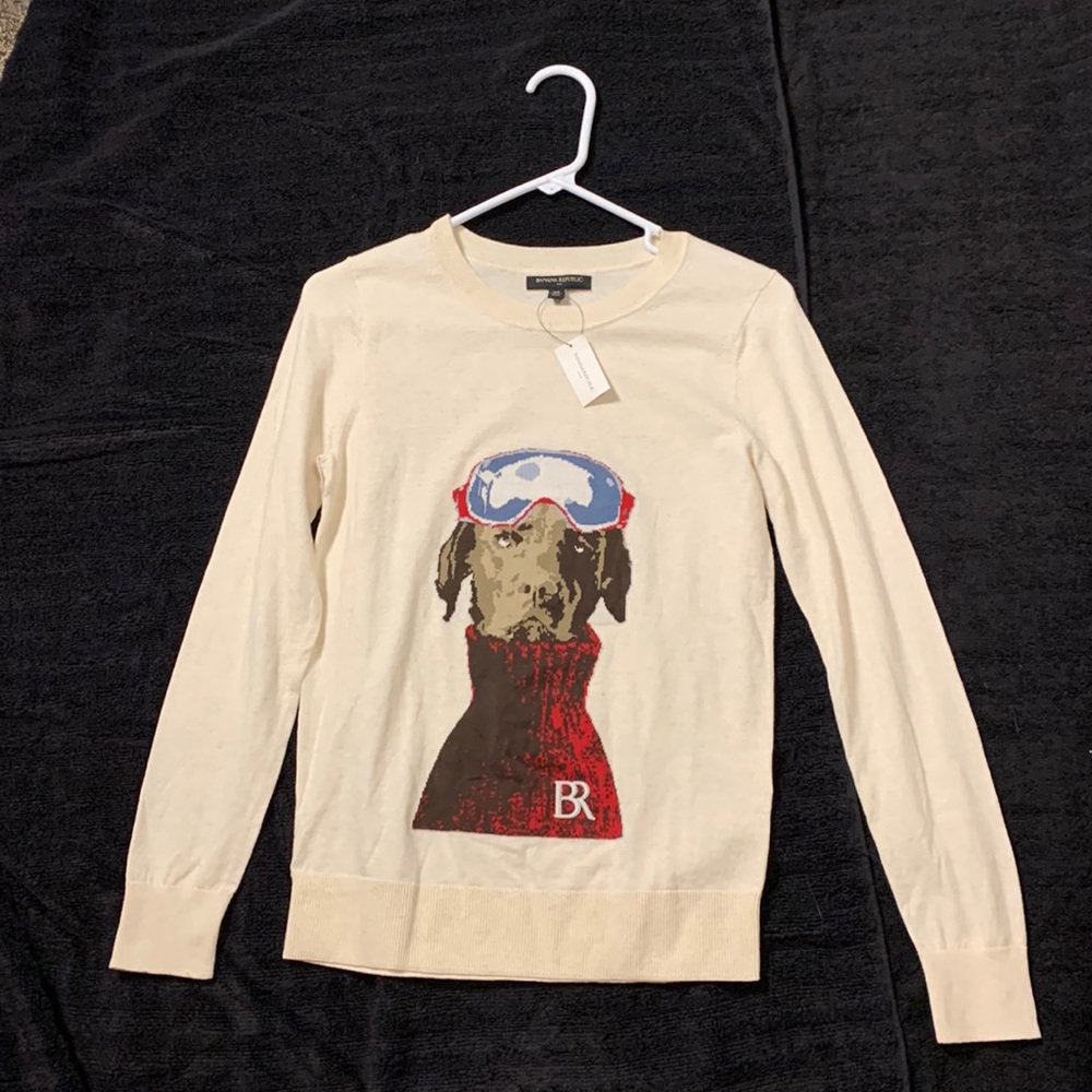 Banana Republic Skiing Dog Sweater Size XS Women’s NWT